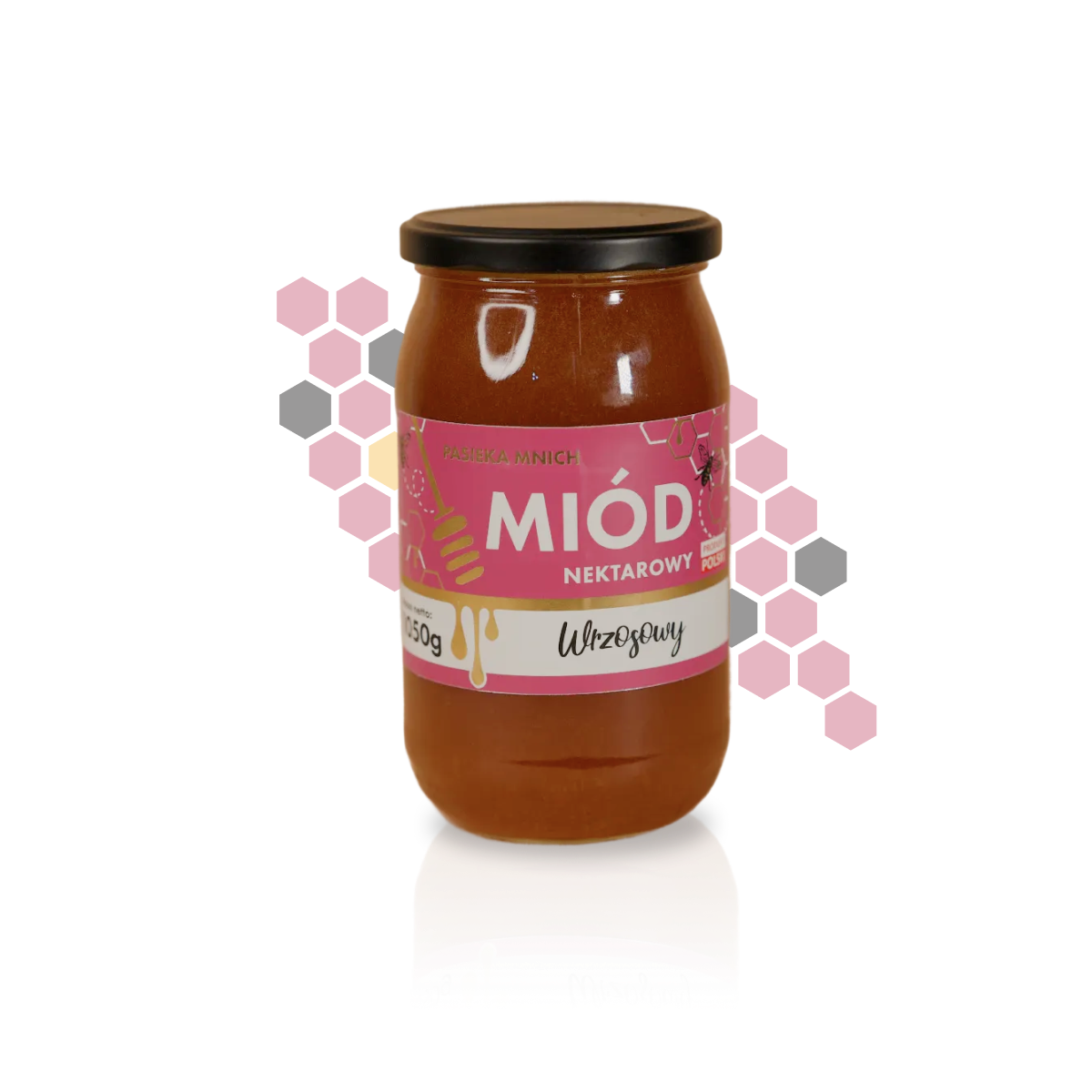 Miód nektarowy wrzosowy o galaretowatej konsystencji w szklanym słoiku