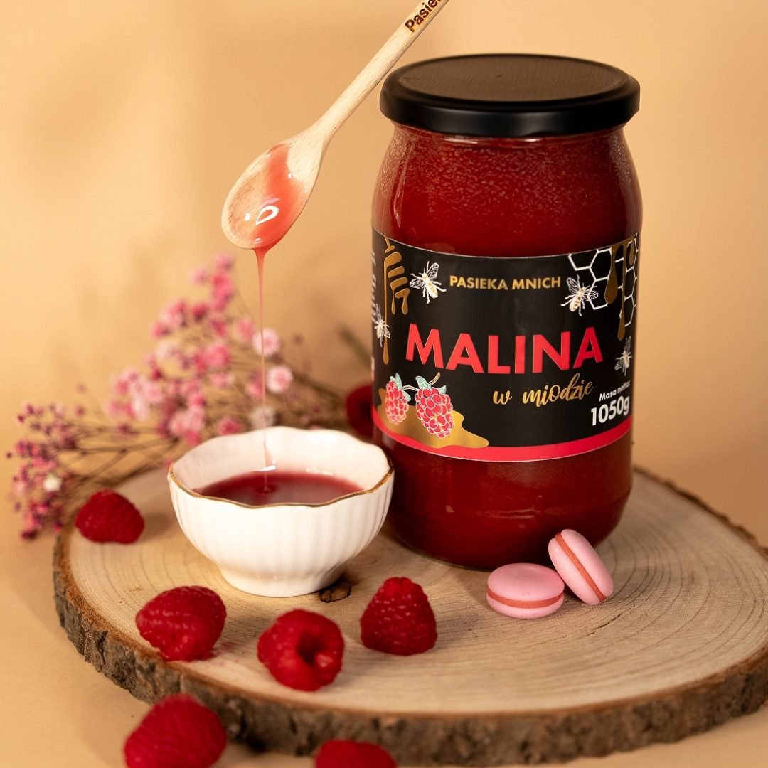 Malina w miodzie wielokwiatowym – kremowy miód z liofilizowaną maliną